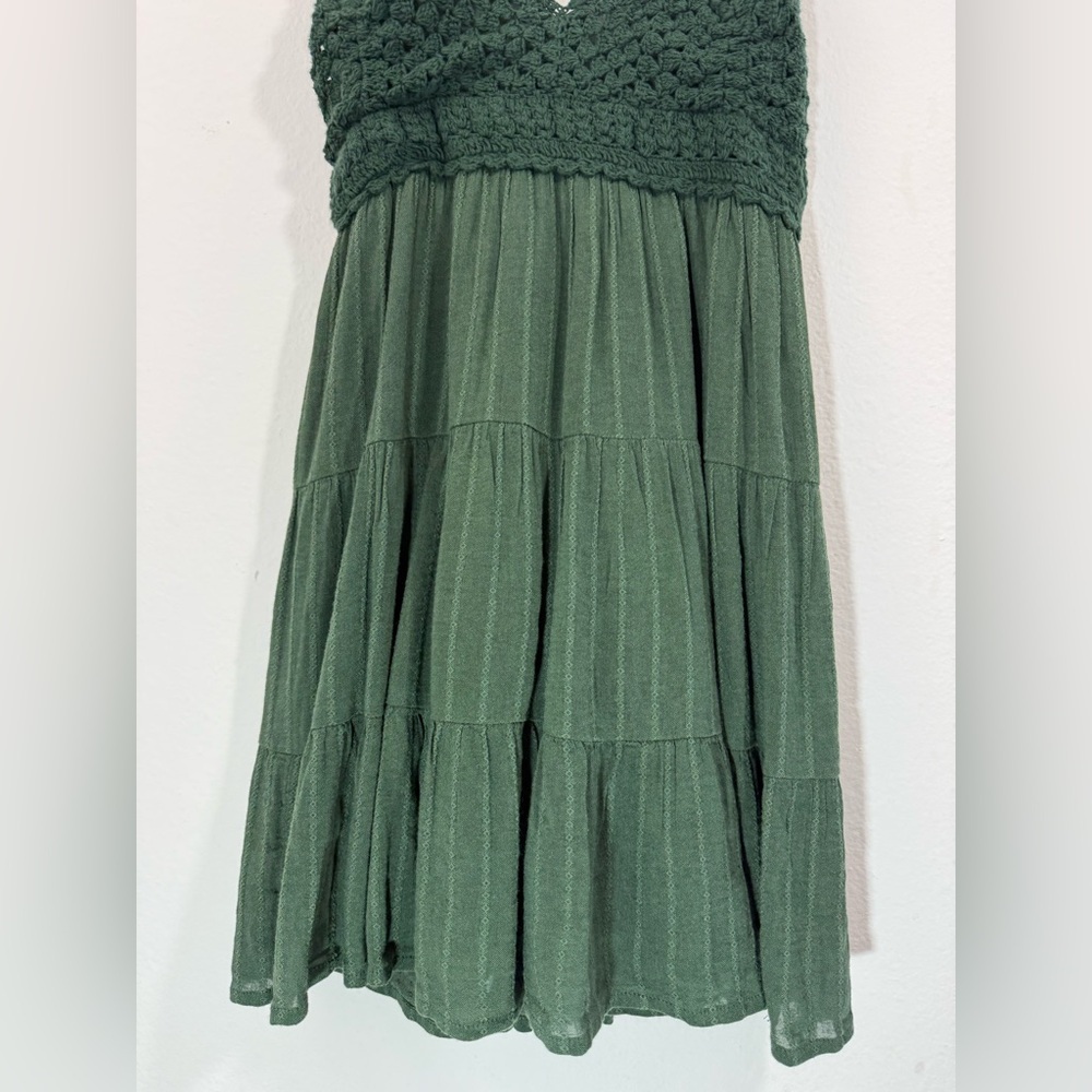 NWT Aerie Textured Crochet Mini Sundress Sycamore Size Medium - Picture 9 of 12